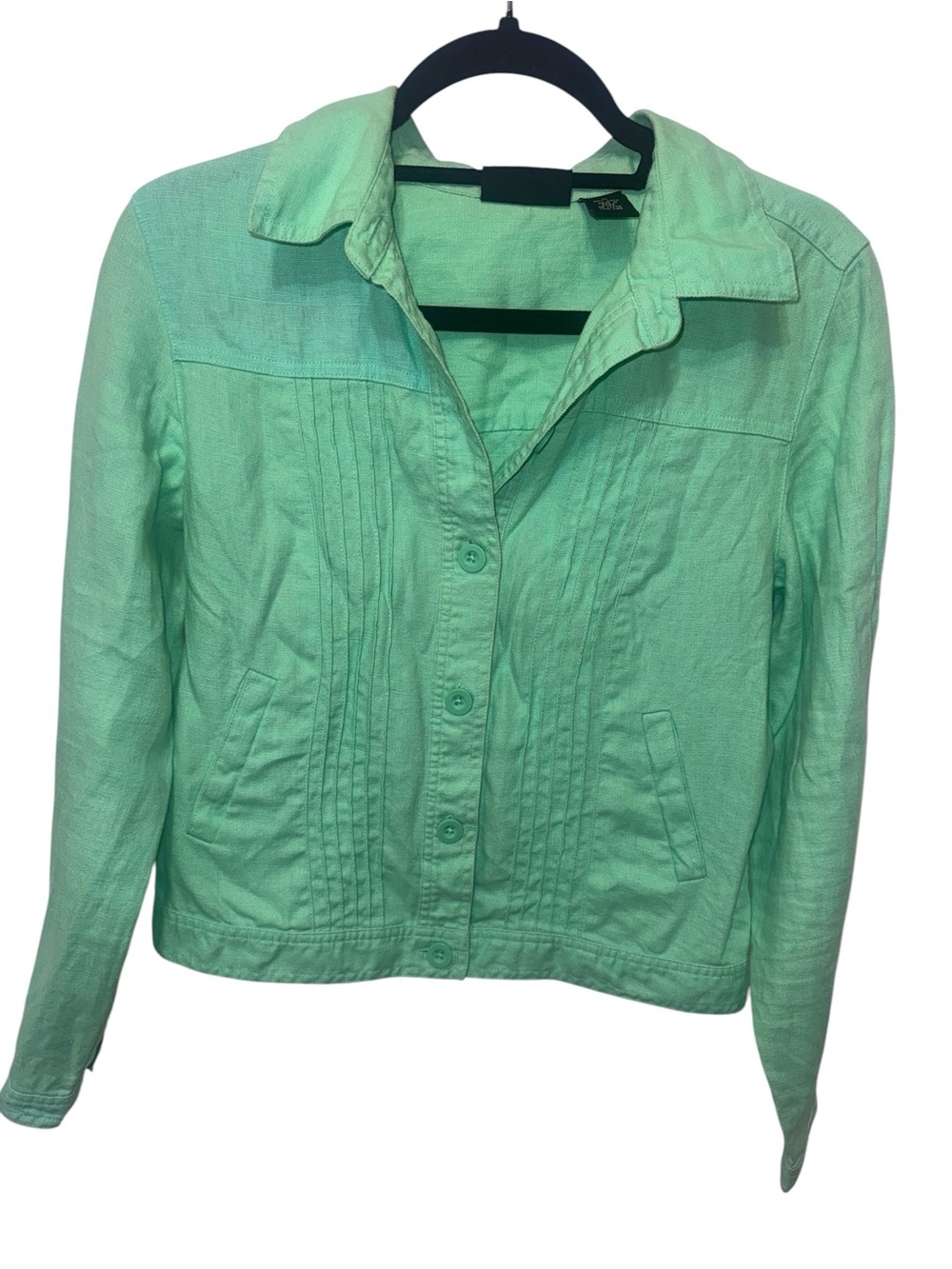 Relativity Mint Green Button-Front 100% Linen